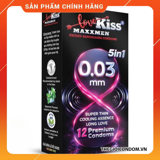 Bao Cao Su 49mm Love Kiss Maxxmen 0.03 5in1 Siêu Mỏng Shop Bao Cao Su Hà Nội (4)