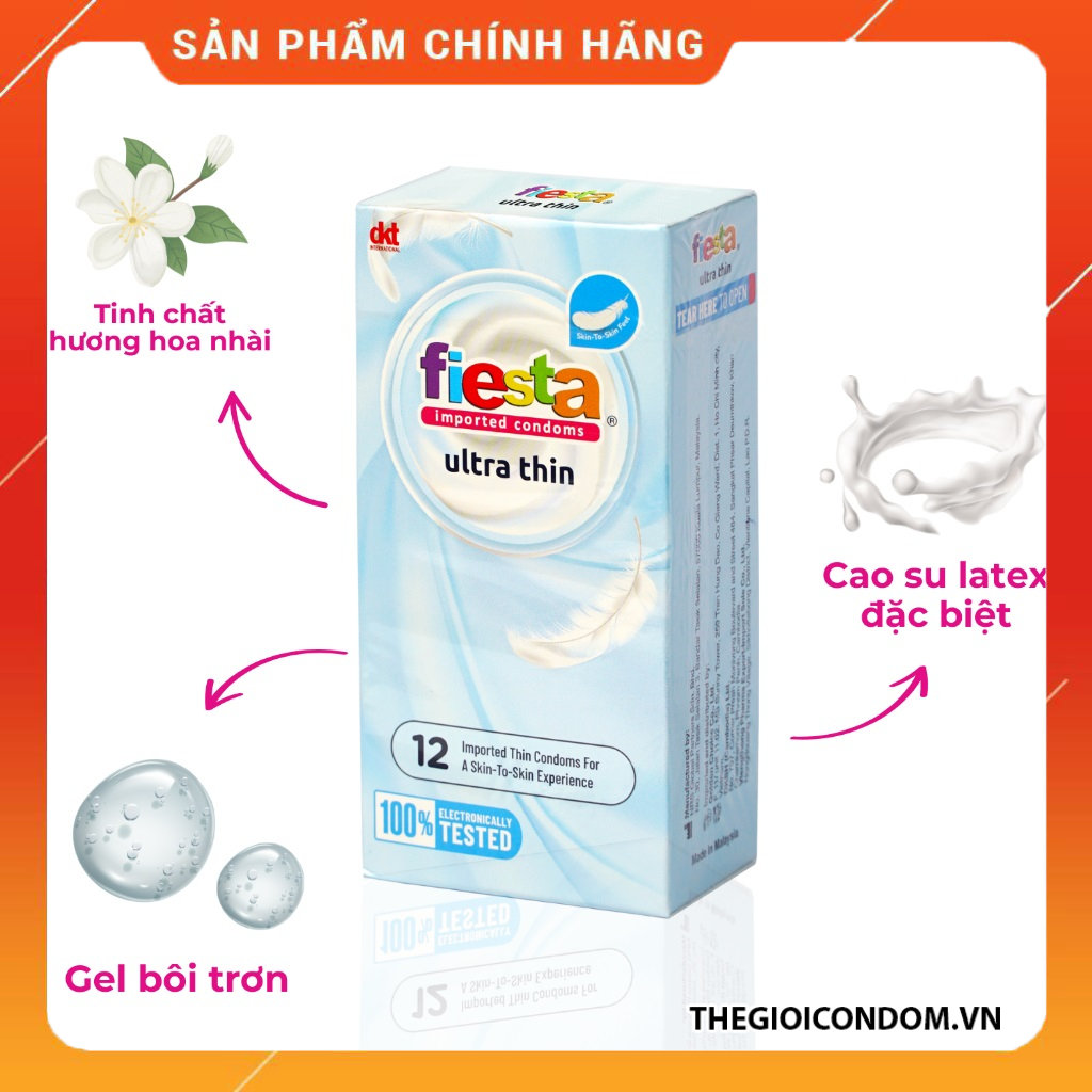 Bao Cao Su Fiesta Ultra Thin 12 Cái Siêu Mỏng Chính Hãng Cảm Giác Chân Thật (3)