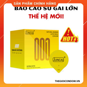 Bao Cao Su Juncai 001 Extra Dots Hộp 10C Siêu Mỏng 0.01mm, Gai Lớn 52mm (1)