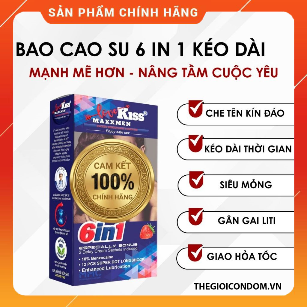 Bao Cao Su Love Kiss Maxxmen 6in1 Siêu Mỏng Gân Gai Shop Bao Cao Su Hà Nội (1)
