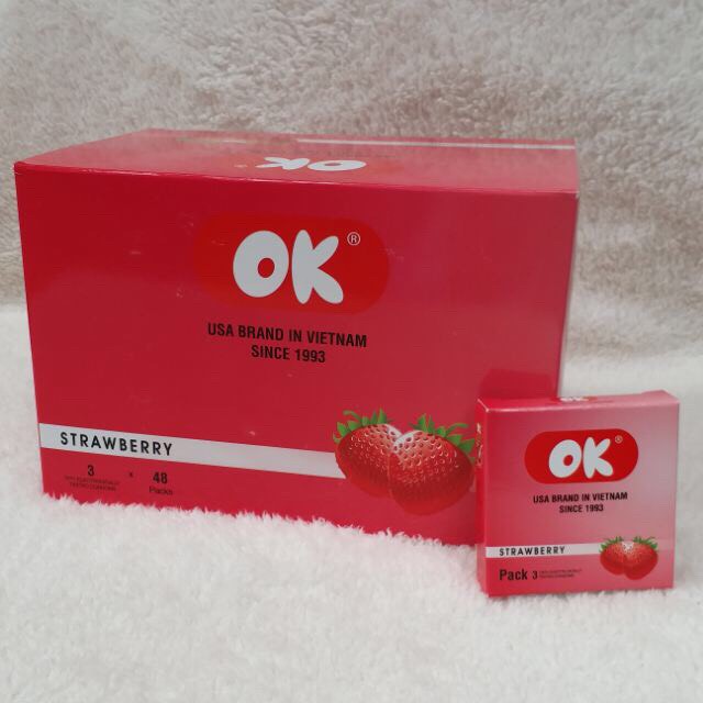 Bao Cao Su OK Strawberry Hộp 144 Giá Rẻ, Chính Hãng, Nhiều Hương (4)