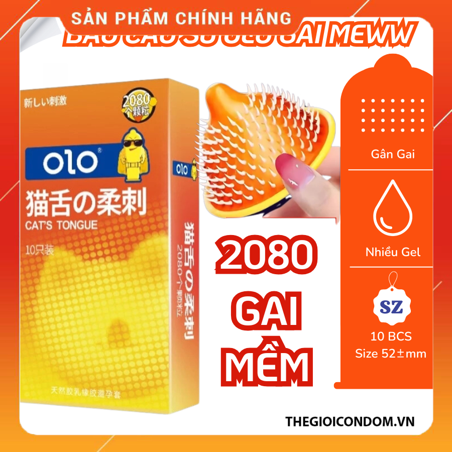 Bao Cao Su OLO Gai Lưỡi Mèo 10 Cái Gai Lớn Mềm Tăng Khoái Cảm 52mm (5)