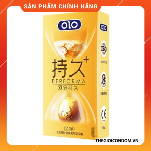 Bao Cao Su OLO Gân Gai Đồng Hồ Vàng 0.03mm Kéo Dài Hộp 10 (1)