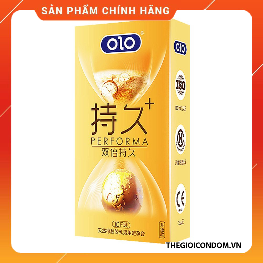 Bao Cao Su OLO Gân Gai Đồng Hồ Vàng 0.03mm Kéo Dài Hộp 10 (1)