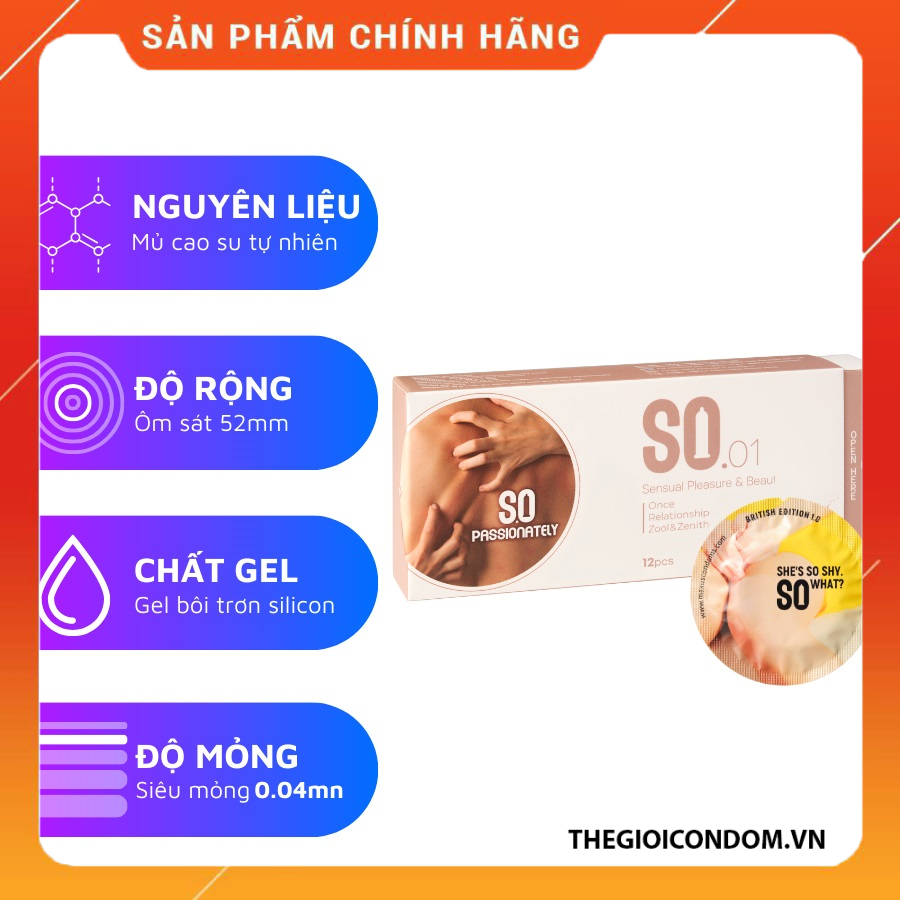 Bao Cao Su SO Passionately 52mm Siêu Mỏng 0.03mm Hương Coffee Hộp 12 Cái (2)