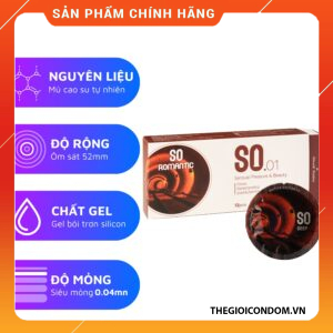 Bao Cao Su SO Romantic 52mm Siêu Mỏng 0.03mm Hương Chocolate Hộp 12 Cái (2)