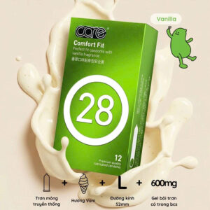 Bao Cao Su Care 28 Siêu Mỏng Trơn Hương Vani Hộp 12 Chiếc Chính Hãng (3)