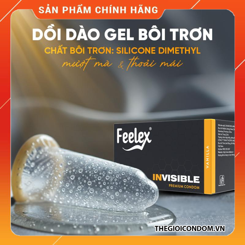 Bao Cao Su Feelex Invisible Siêu Mỏng 0.03mm Ôm Khít Hộp 10 Cái Chính Hãng (3)