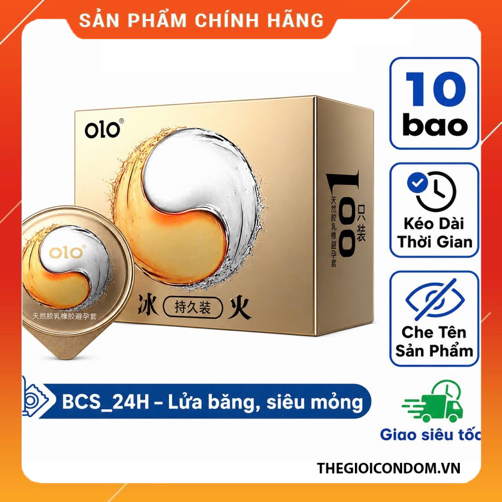 Bao Cao Su OLO Vàng Siêu Mỏng 0.01mm Kéo Dài Hộp 10 Chiếc Chính Hãng (1)