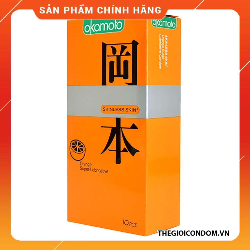 Bao Cao Su Okamoto Orange Siêu Mỏng Nhiều Gel Bôi Trơn Hương Cam Nhật Bản Hộp 10 Cái Chính Hãng (2)