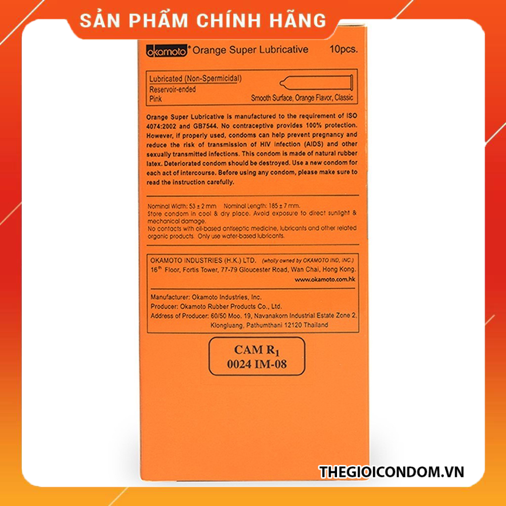 Bao Cao Su Okamoto Orange Siêu Mỏng Nhiều Gel Bôi Trơn Hương Cam Nhật Bản Hộp 10 Cái Chính Hãng (4)