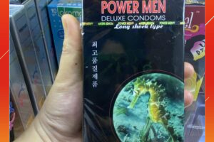 Bao Cao Su Power Men Long Shock Type Cá Ngựa Đen Gân Gai Kéo Dài Thời Gian Hộp 12 Cái Chính Hãng