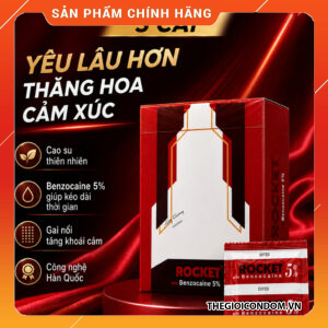 Bao Cao Su ROCKET Gai Nổi Kéo Dài Thời Gian Hộp 3 Cái Benzocaine 5% (2)