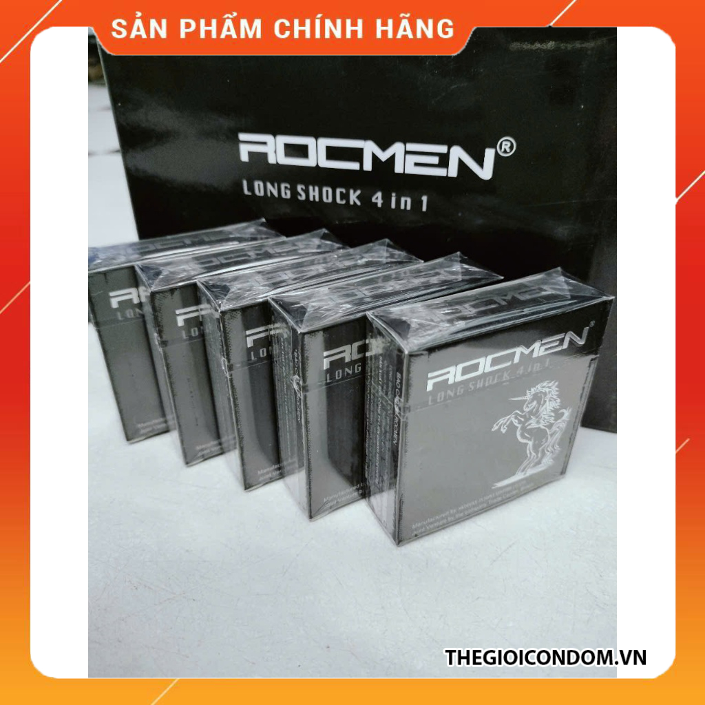 Bao Cao Su Rocmen Long Shock 4in1 Hộp 3 Cái Gân Gai, Benzocaine 7%, Nhập Khẩu Brazil (3)