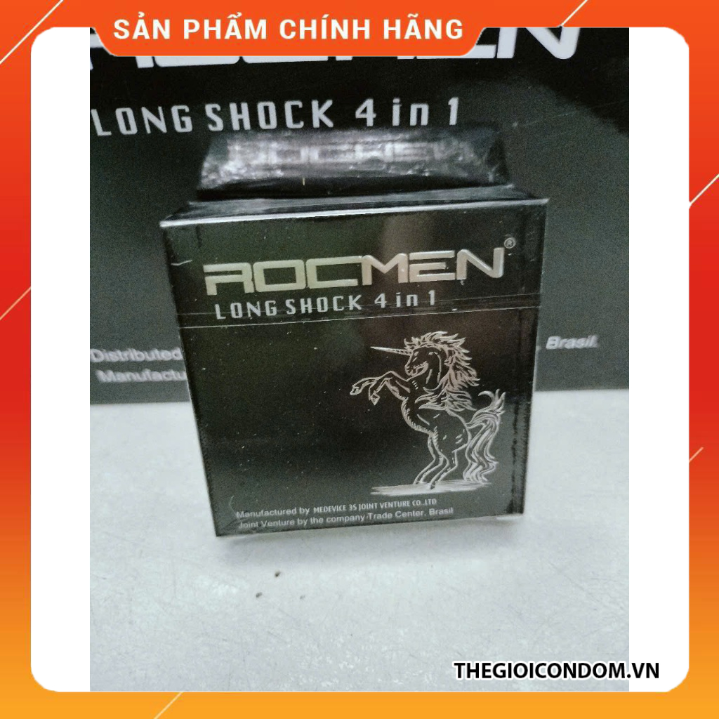Bao Cao Su Rocmen Long Shock 4in1 Hộp 3 Cái Gân Gai, Benzocaine 7%, Nhập Khẩu Brazil (4)