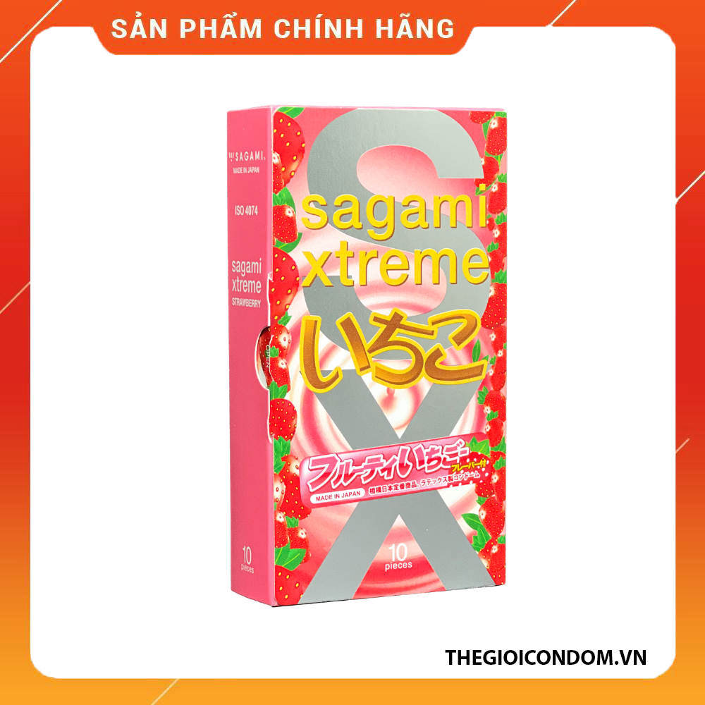 Bao Cao Su Sagami Strawberry Hương Dâu Dịu Ngọt Chính Hãng Nhật Bản (3)