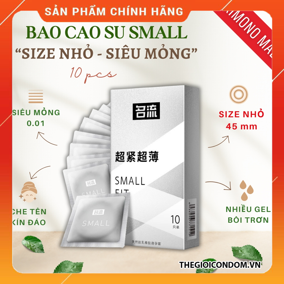 Bao Cao Su Size 45mm SMALL XS Siêu Mỏng 0.03mm Gân Gai Kéo Dài Thời Gian Hộp 10 Cái Chính Hãng (7)