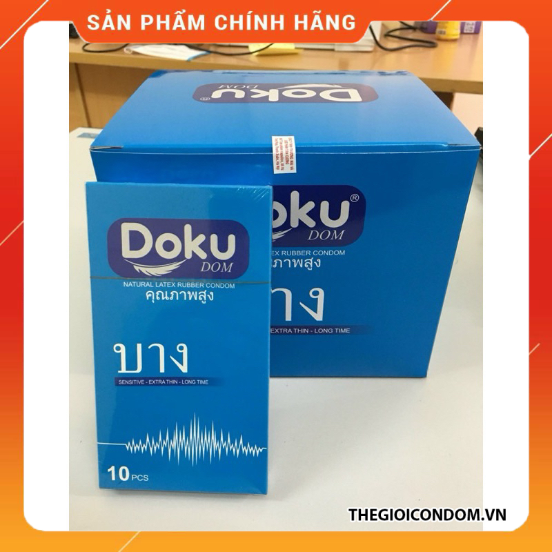 Hộp Bao Cao Su DOKU DOM 10 Chiếc Chính Hãng Thái Lan Siêu Mỏng 52mm (4)