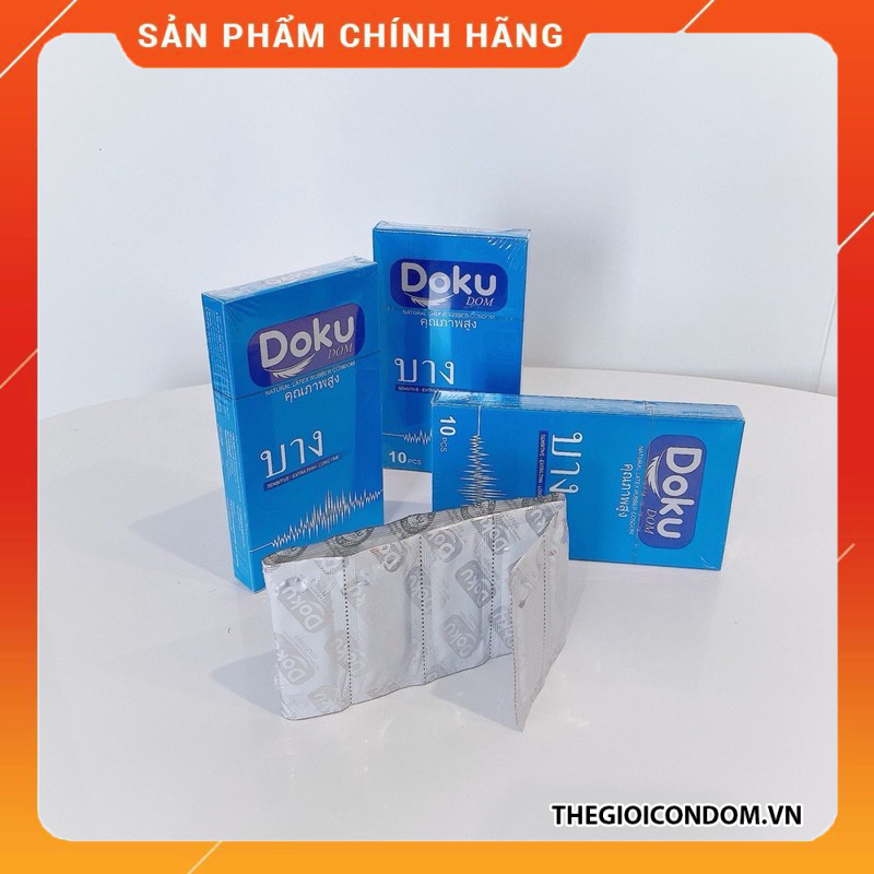 Hộp Bao Cao Su DOKU DOM 10 Chiếc Chính Hãng Thái Lan Siêu Mỏng 52mm (6)